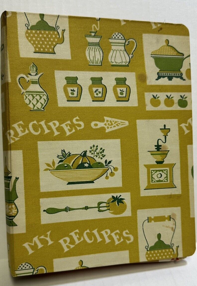 Vintage Recipe 3 Ring Binder 10 Dividers Envelopes Clippings Recipes Included
