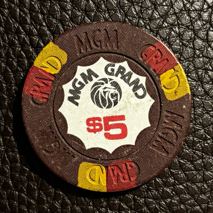 MGM Grand Casino Chip - $5 1970s Vintage rare obsolete Las Vegas