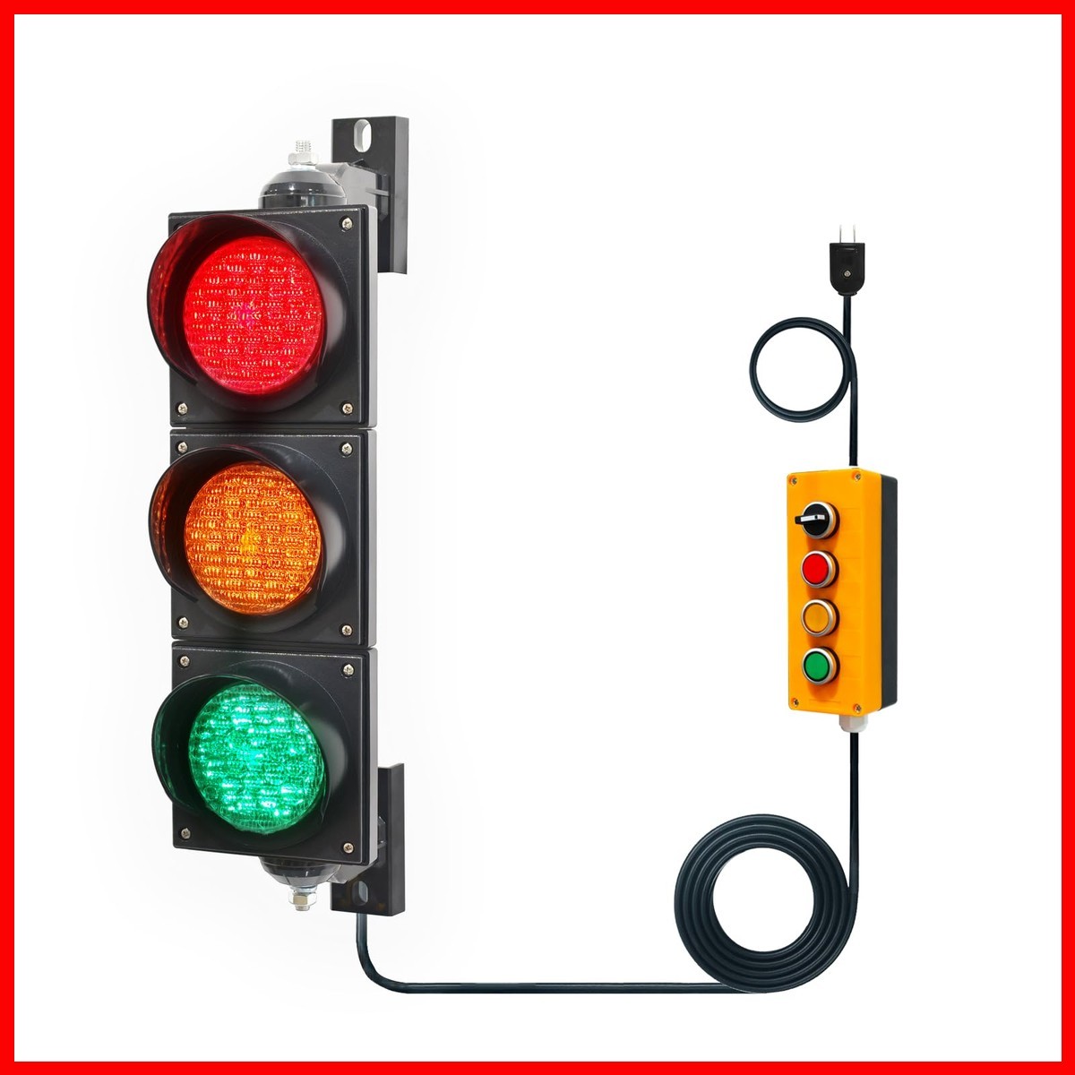 GAJTTR 100-3 4 Inch LED Industrial Traffic Light Red Yellow Green Button Control