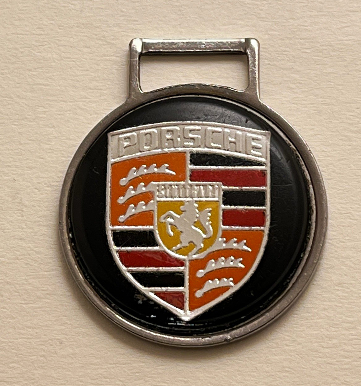 Vintage 1970s Porsche Keyring Badge Made in England
