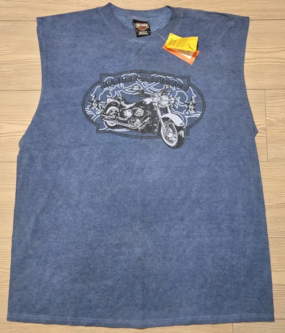 New Harley Davidson Tank Top Shirt Blue Mens XL Sleeveless Evansville TN NWT