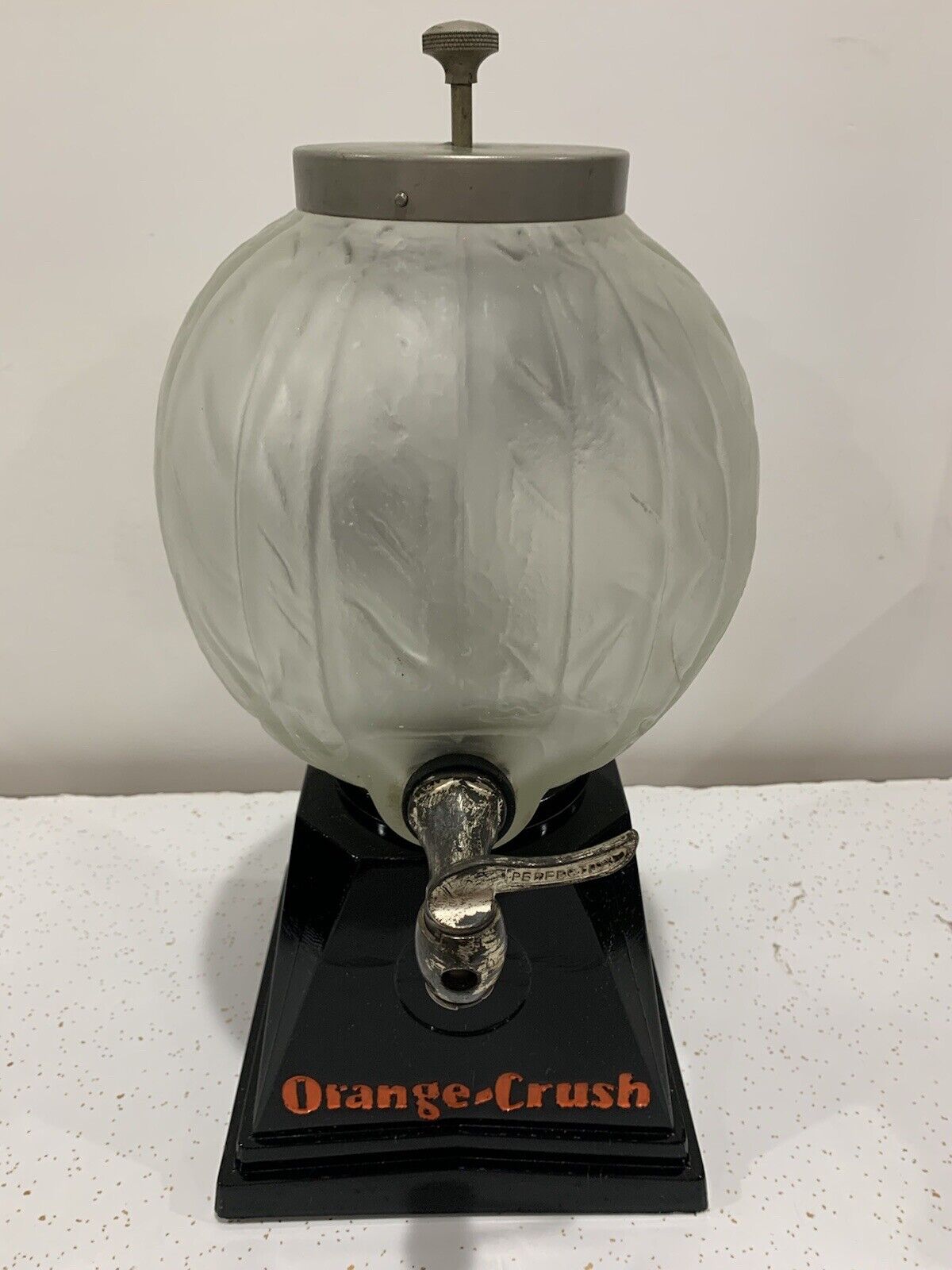Orange Crush Soda Fountain Syrup Dispenser Frosted Glass Globe Rare Anitique