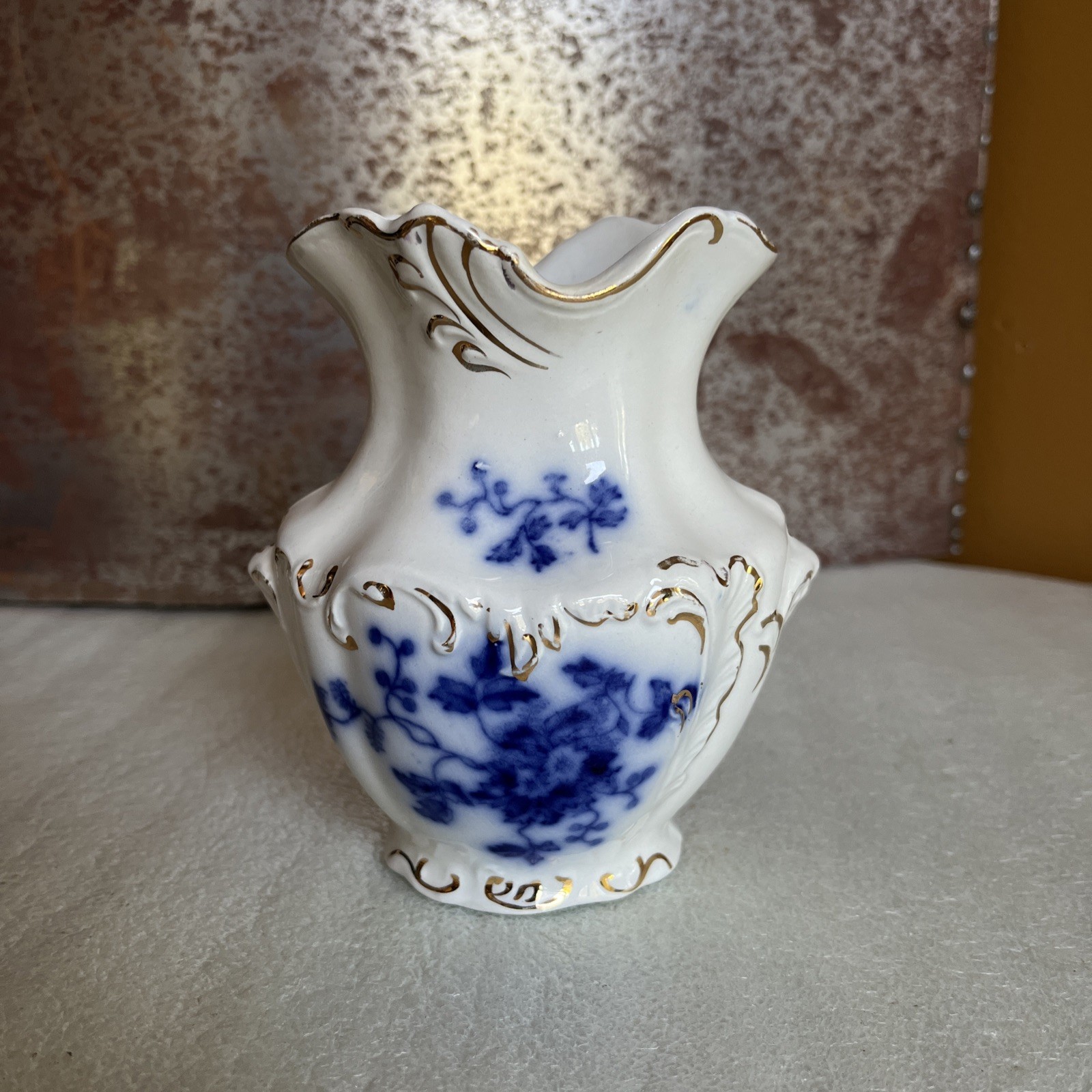 Antique Wood And Son Flow Blue Semi Porcelain Toothbrush Holder Vase England