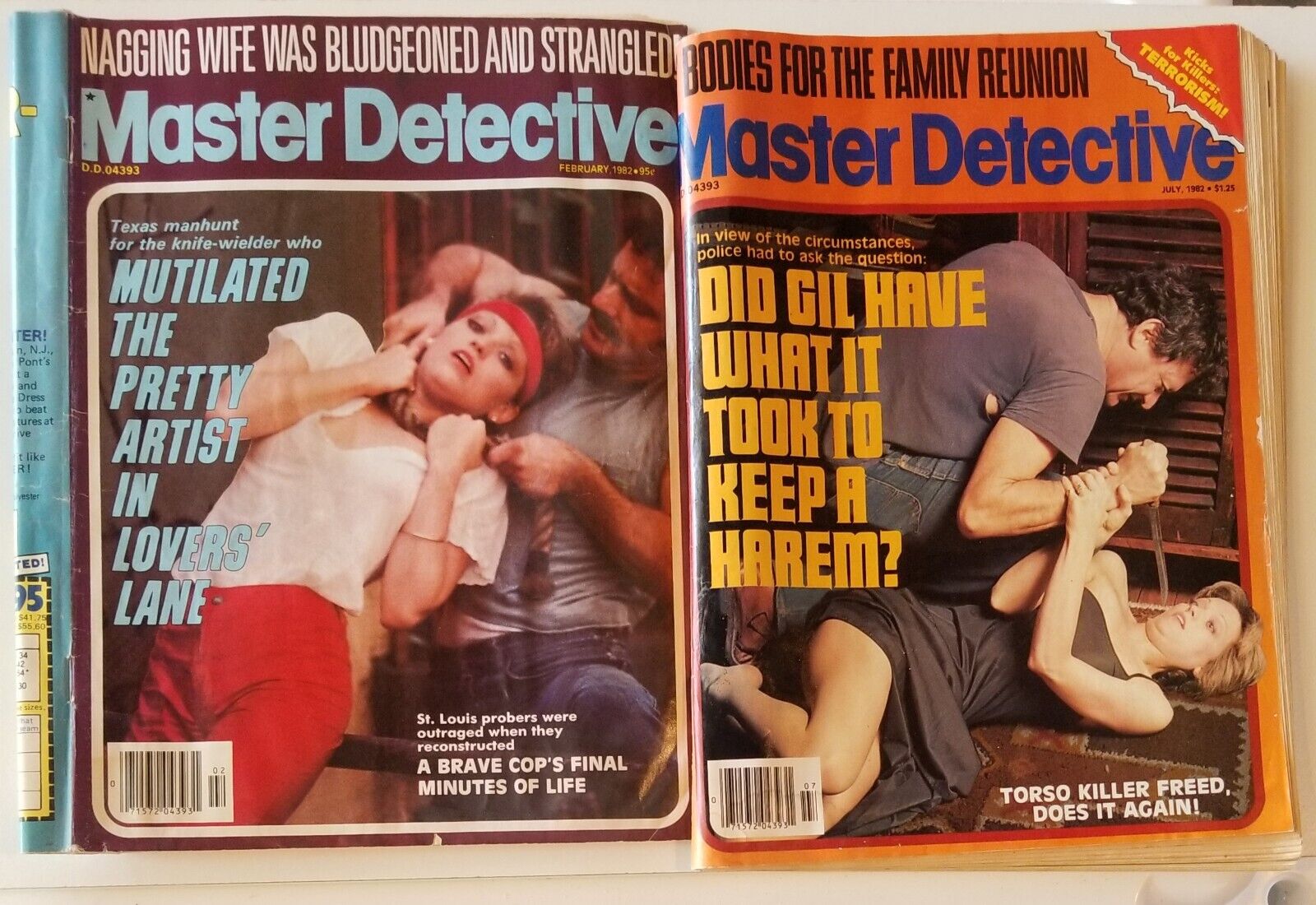 Master Detective Magazine (2) FEB 1982 & JULY 1982 Pulp Smut Crime POOR SHAPE