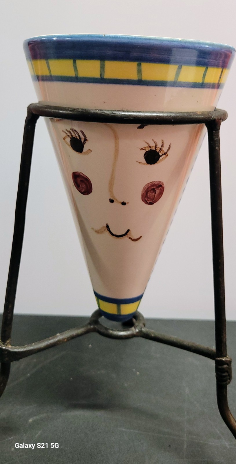RARE Padilla After Pablo Picasso Face Vase c1944 Edition Mexico Iron Stand