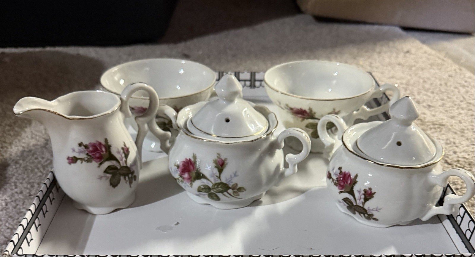 miniature tea set is a vintage mid-century Japanese import