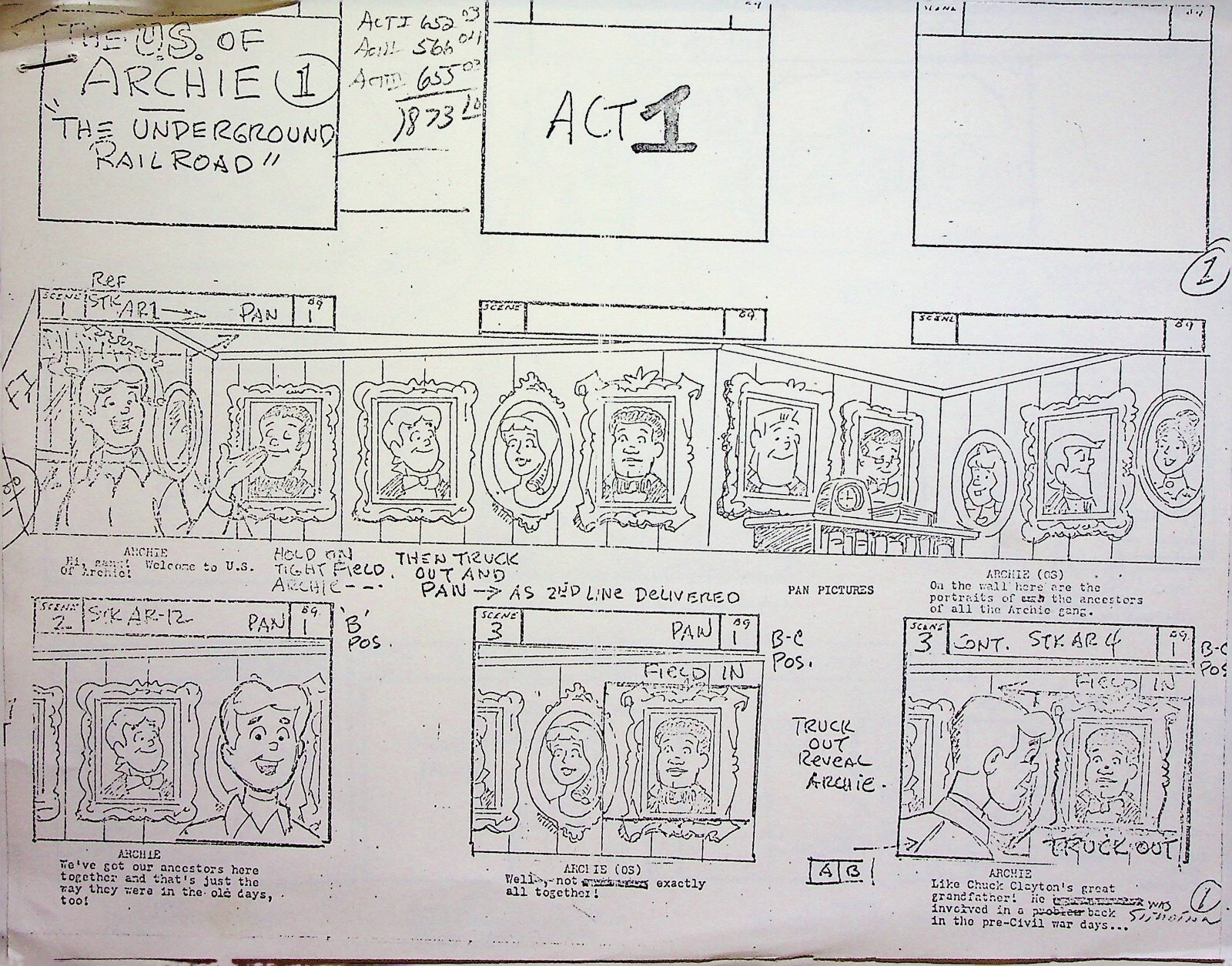 The U.S. of Archie 1974 Production EP 1 UNDRGROUND RAIL Storyboard Copy 14 pages