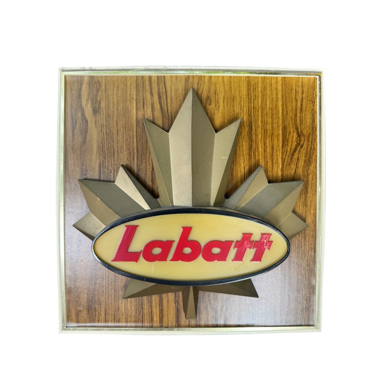 Vtg Labatt Beer 3D Plastic Lighted Bar Sign Maple Leaf Starburst Made Canada 12\