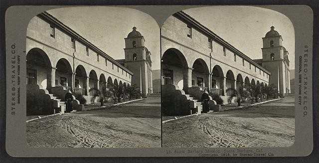 Photo:Santa Barbara Mission Santa Barbara California c1912 Stereograph