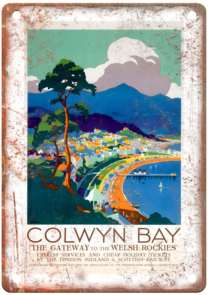 Vintage Colwyn Bay Railroad Retro Look Metal Sign ZL300 Vintage Colwyn Bay Railroad Retro Look Metal Sign ZL300