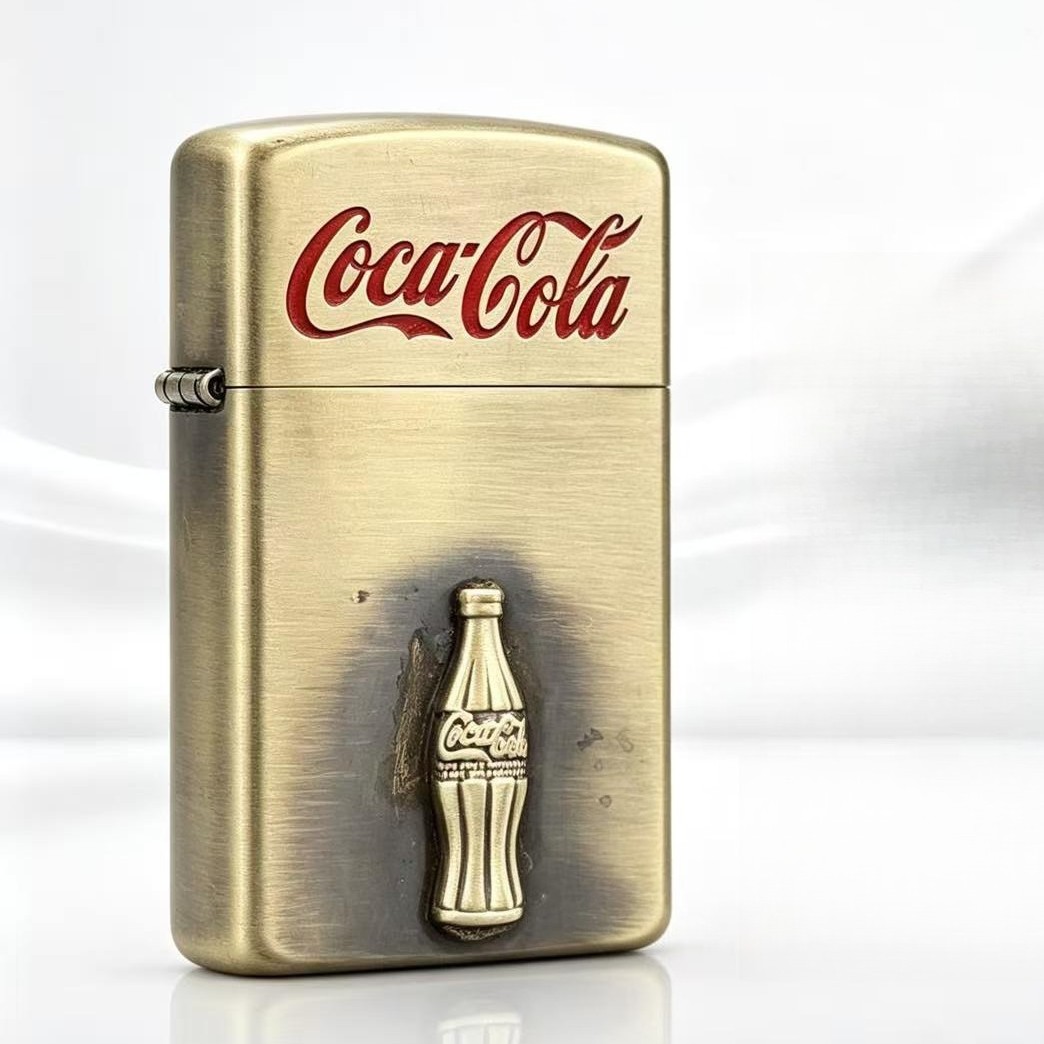 Zorro Slim Windproof Petrol Lighter Badge Inlay Craft Collectible Gift