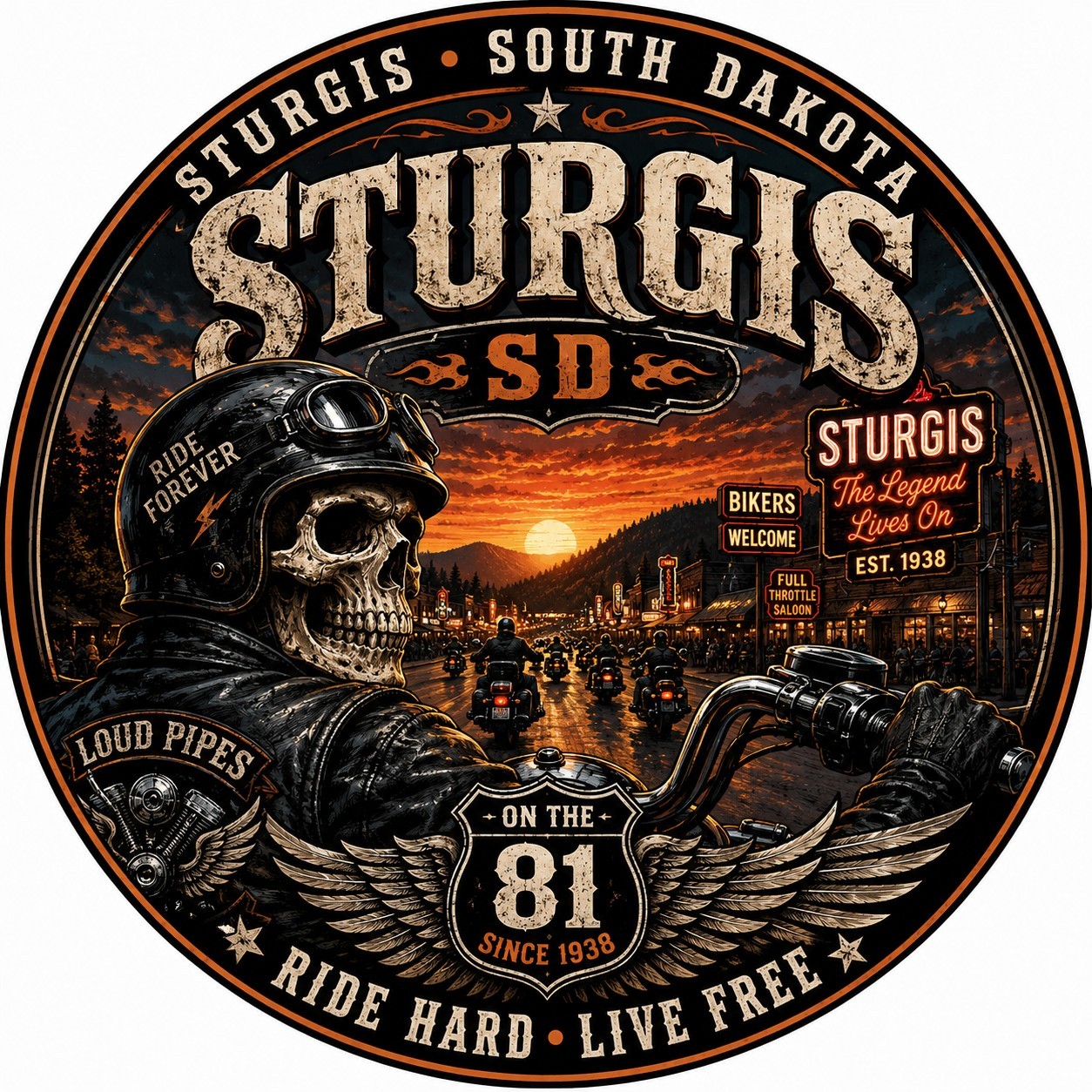 Sturgis - South Dakota Metal Sign. Wall Decor Biker Sign - Aluminum