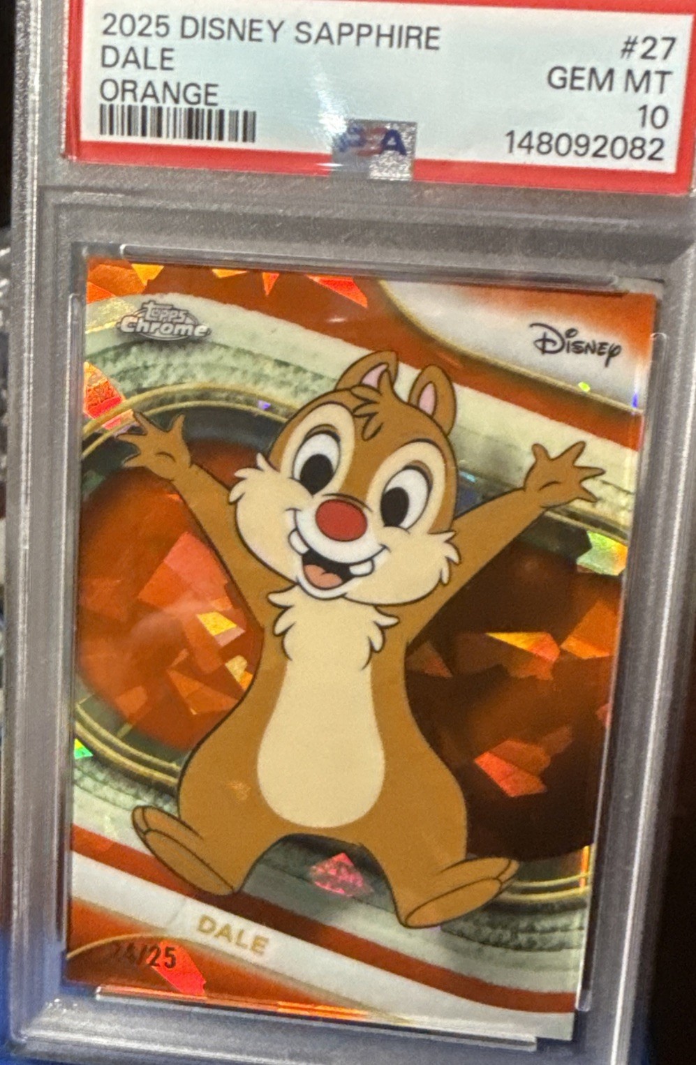 2025 Topps Chrome Disney Sapphire Edition #27 Dale– PSA 10 ORANGE /25 2025 Topps Chrome Disney Sapphire Edition #27 Dale– PSA 10 ORANGE /25