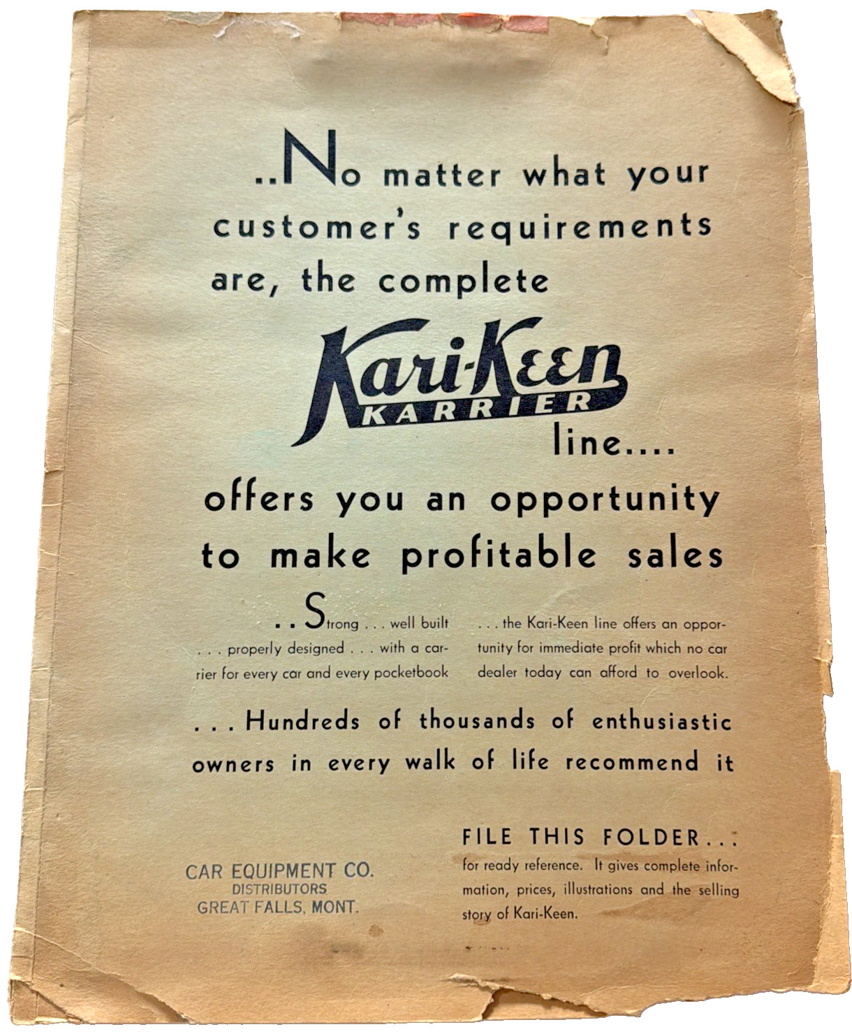 1933 Ford Kari-Keen Trunk Dealer Archive Invoice Telegram Letters Brochure