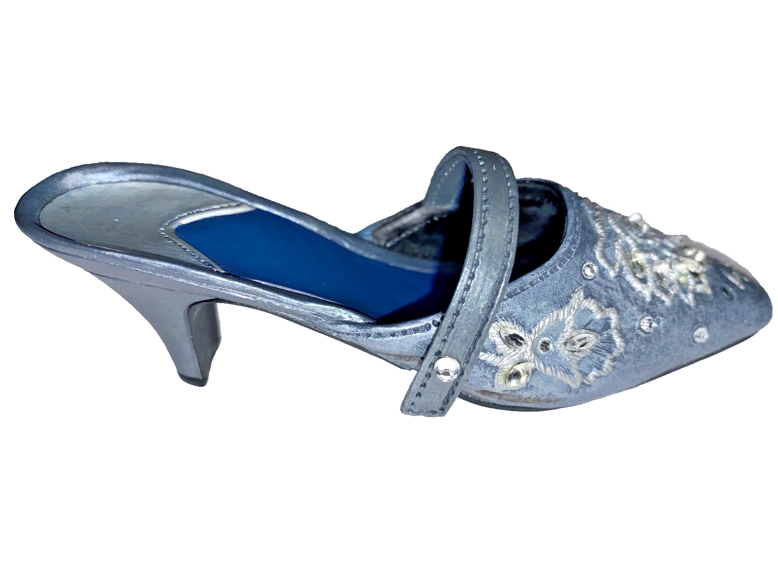 1999-Just the Right shoe Shimmering Night-Blue Gray jeweled heeled 4”shoe Raines