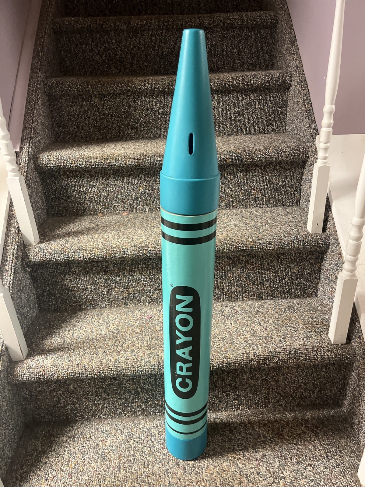 Vintage 1988 Giant Blue Crayon Bank 35” Coin Crayola RARE