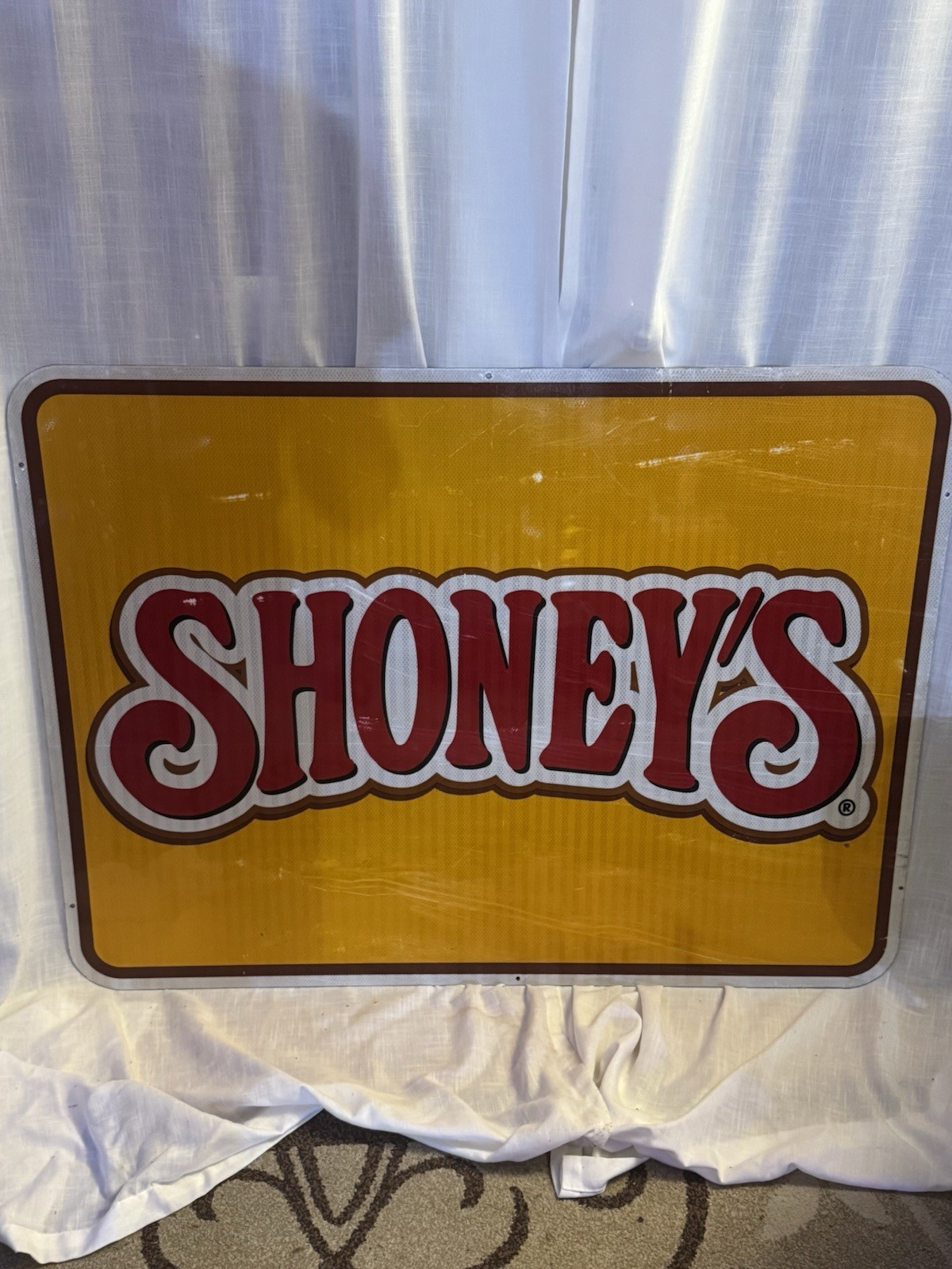 Vintage Shoney’s Restaurant Sign Large 36x48 Reflective Advertising Law Signs