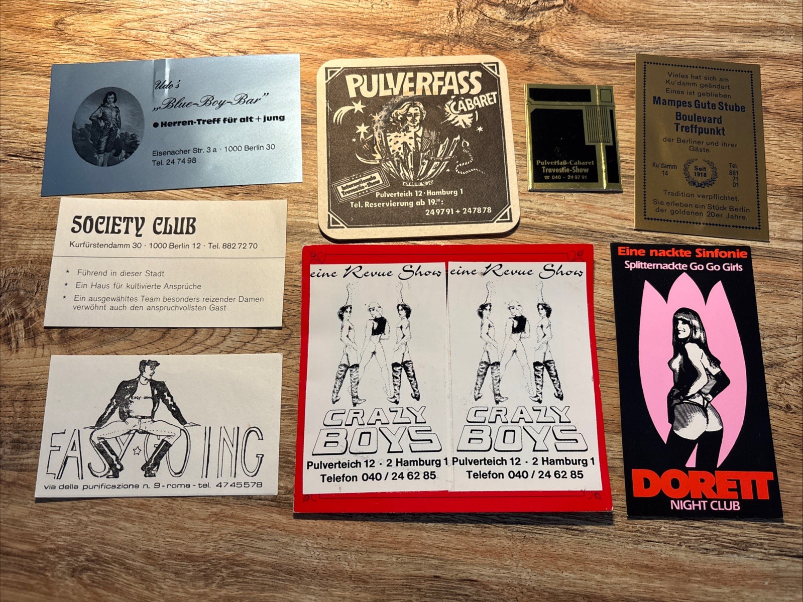 Lot Of 8 VINTAGE Europe Cabaret NIGHT CLUB DISCO Revue PROMO CARDS