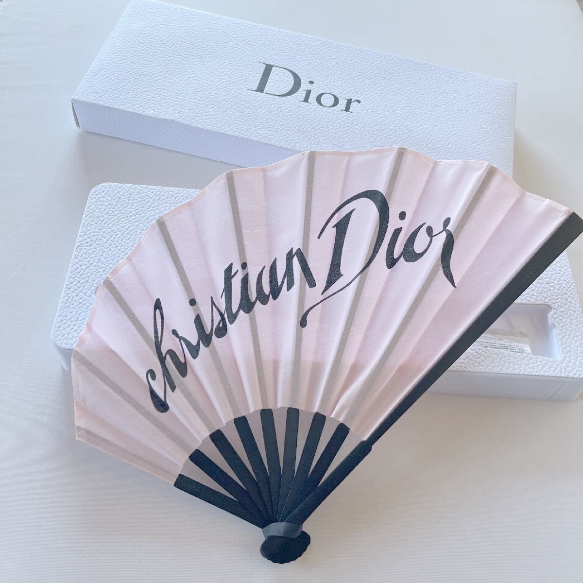 Christian Dior Miss Dior Fan Sensu Pink Logo 33cm w/Box Novelty Limited