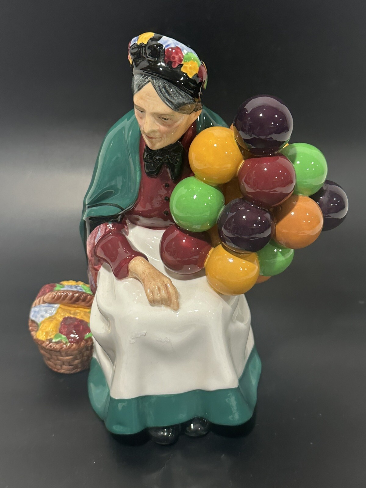 Royal Doulton Old Balloon Seller Woman #1315 Bone China Figurine England Royal Doulton Old Balloon Seller Woman #1315 Bone China Figurine England