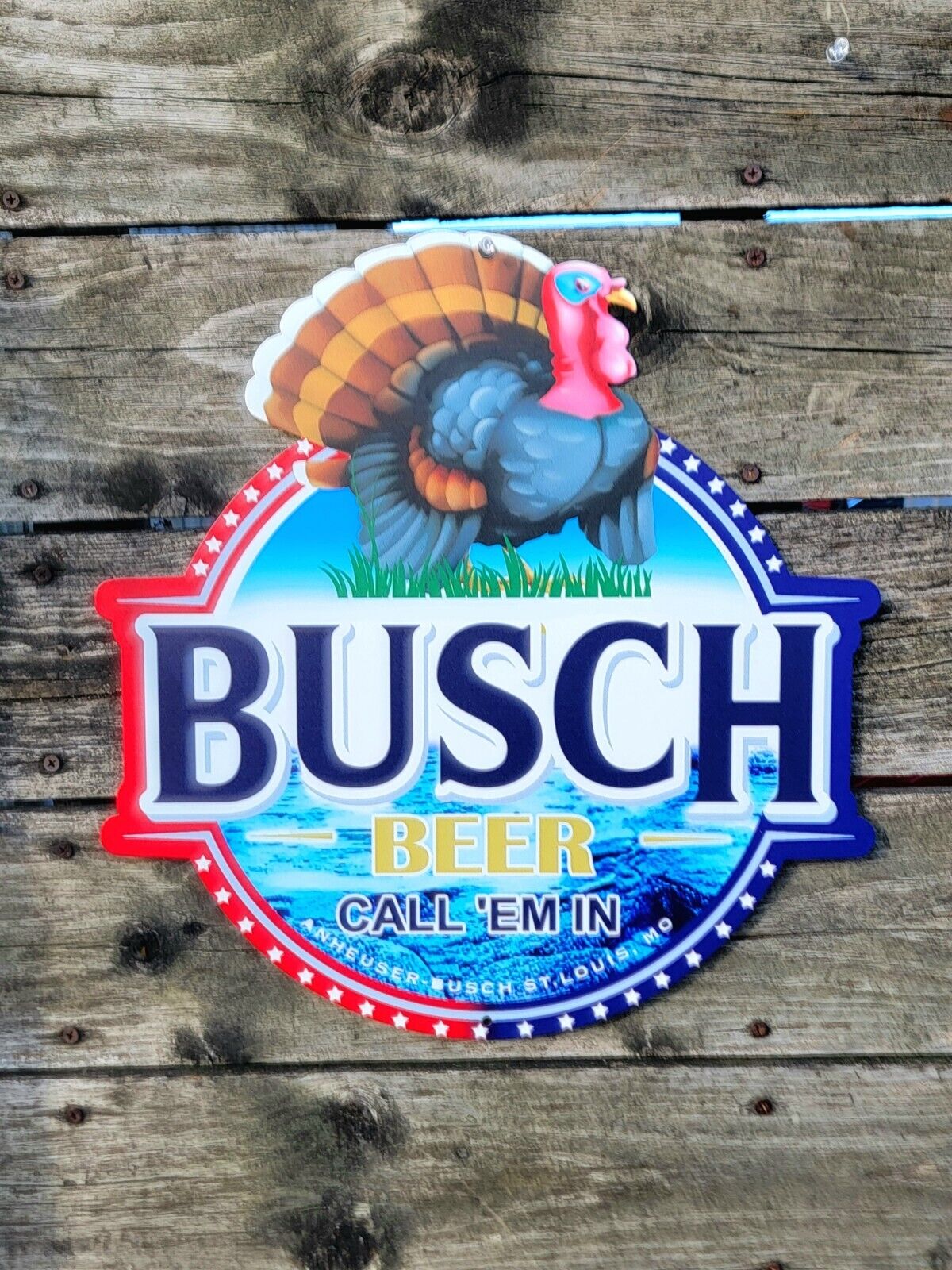 Huge Busch Beer For the Hunters Metal  Sign Man Cave Bar Decor, 16Hx 15.5W  in 