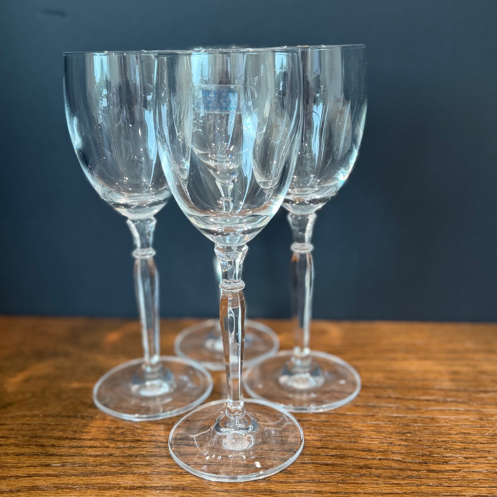 Schott Zwiesel Wine Glasses Set of 4 Faceted Stem Clear Crystal Germany Vintage