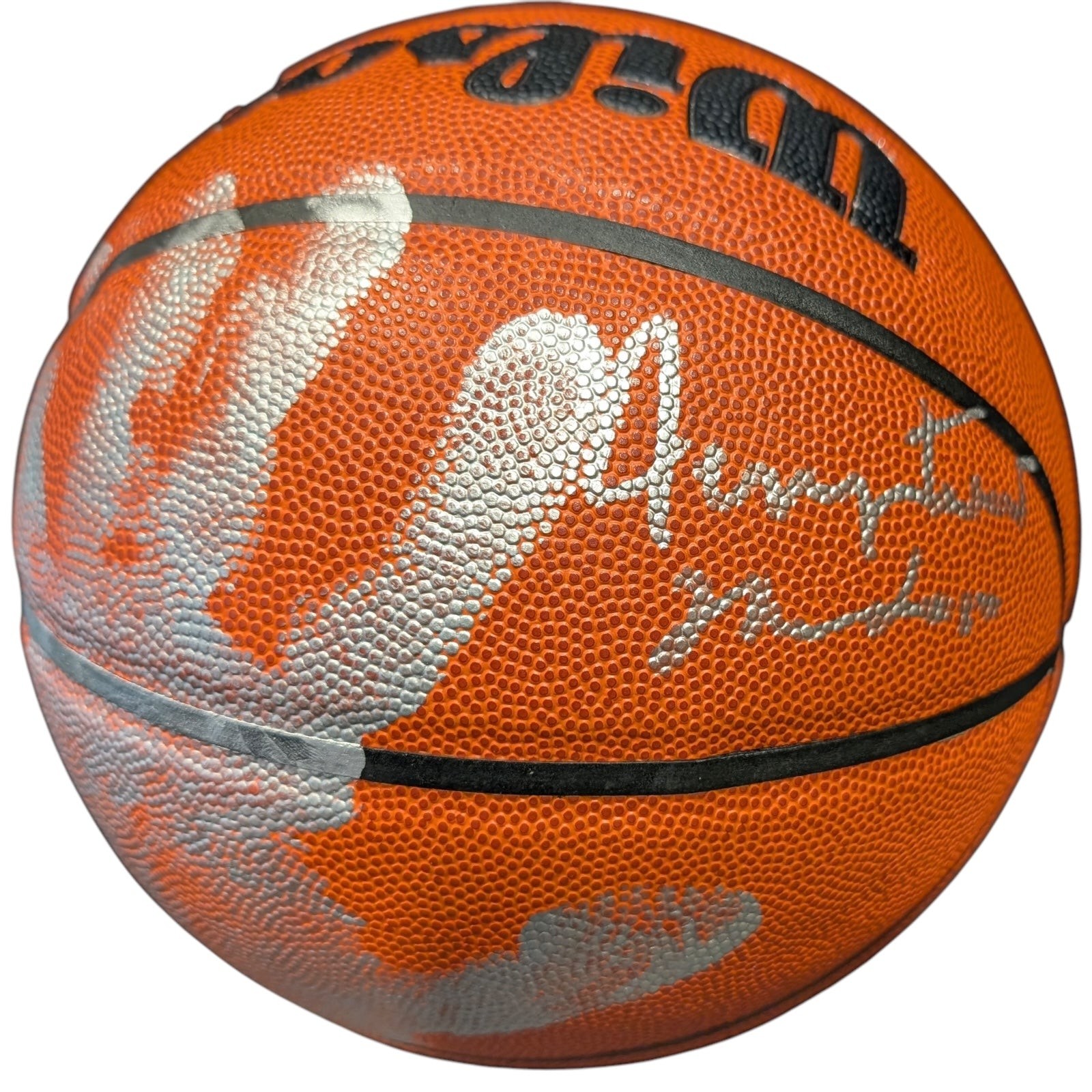 Jerry West Autographed NBA Basketball with Hand Print and 