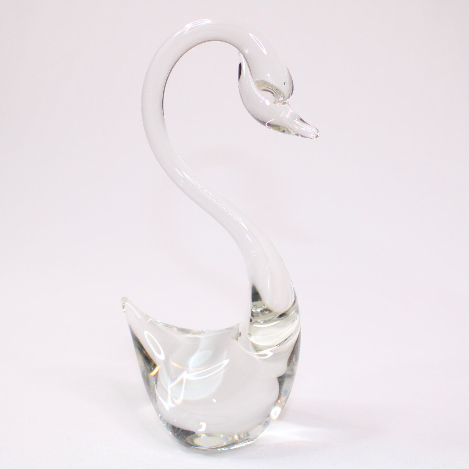 Vintage ACC Hand Made Crystal Clear Glass Swan Bird Figurine Made In Taiwan