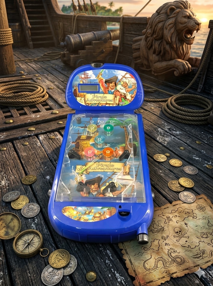 Pirate Adventures Electronic Tabletop Pinball Machine Vtg Toy Game Working