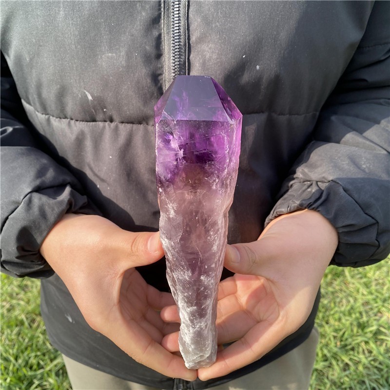 1.23LB Natural Amethyst Quartz Tower Obelisk Rough Crystal Point Wand Healing
