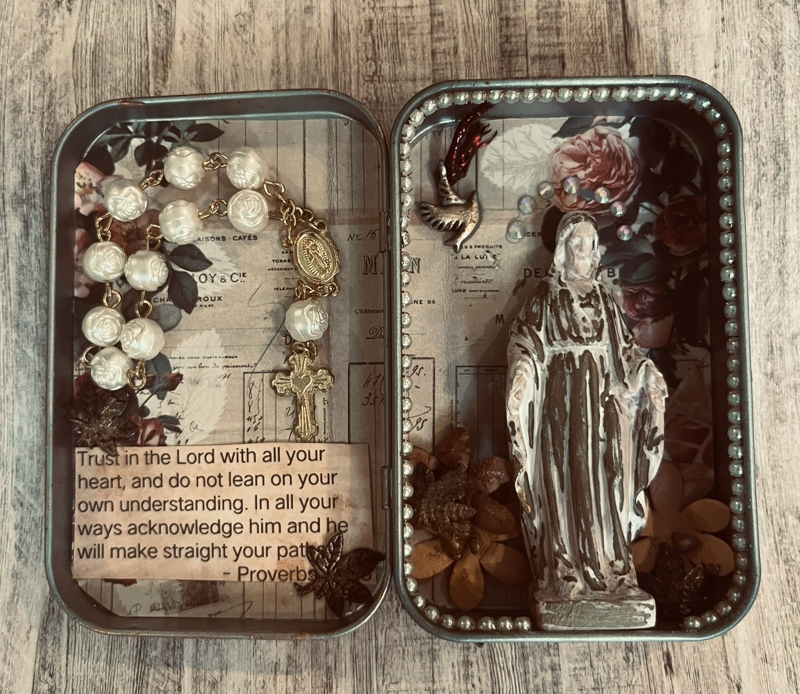 Catholic Handmade Pocket Prayer Shrine - Mini Travel Altar- Pocket Oratory