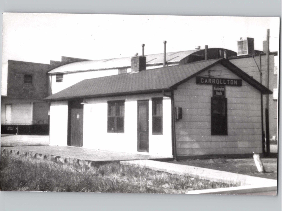 c1955 Burlington Route Railroad Depot Carrollton Missouri MO RPPC Postcard c1955 Burlington Route Railroad Depot Carrollton Missouri MO RPPC Postcard