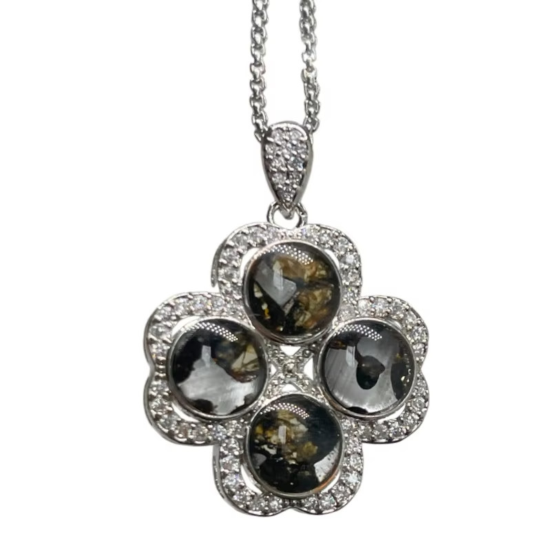 Seymchan Meteorite Necklace Four-leaf clover Pendant LK404