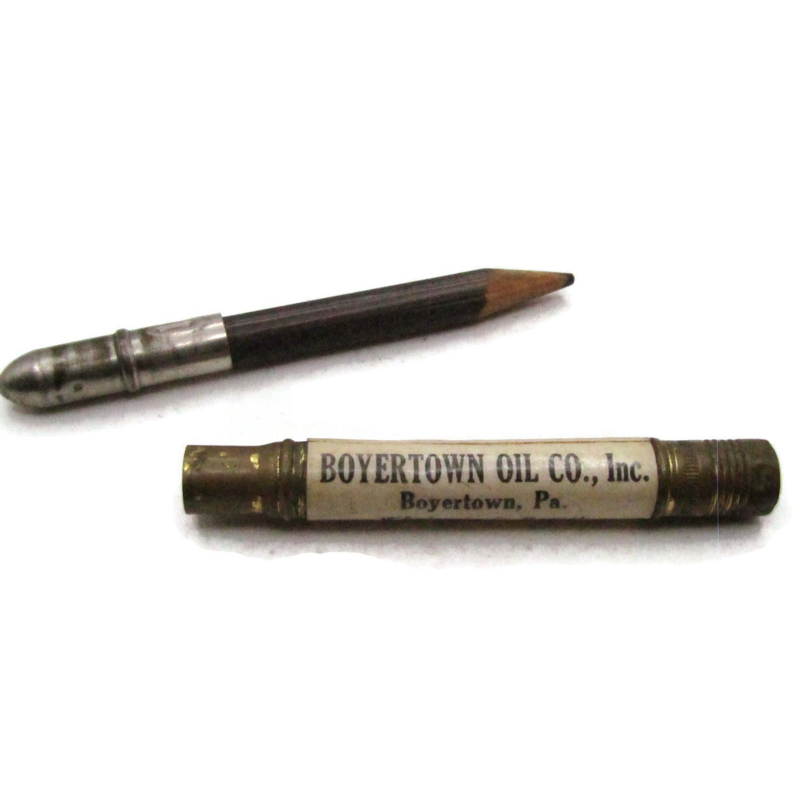 Vintage Boyertown Oil Co. Advertising Metal Pencil Extender