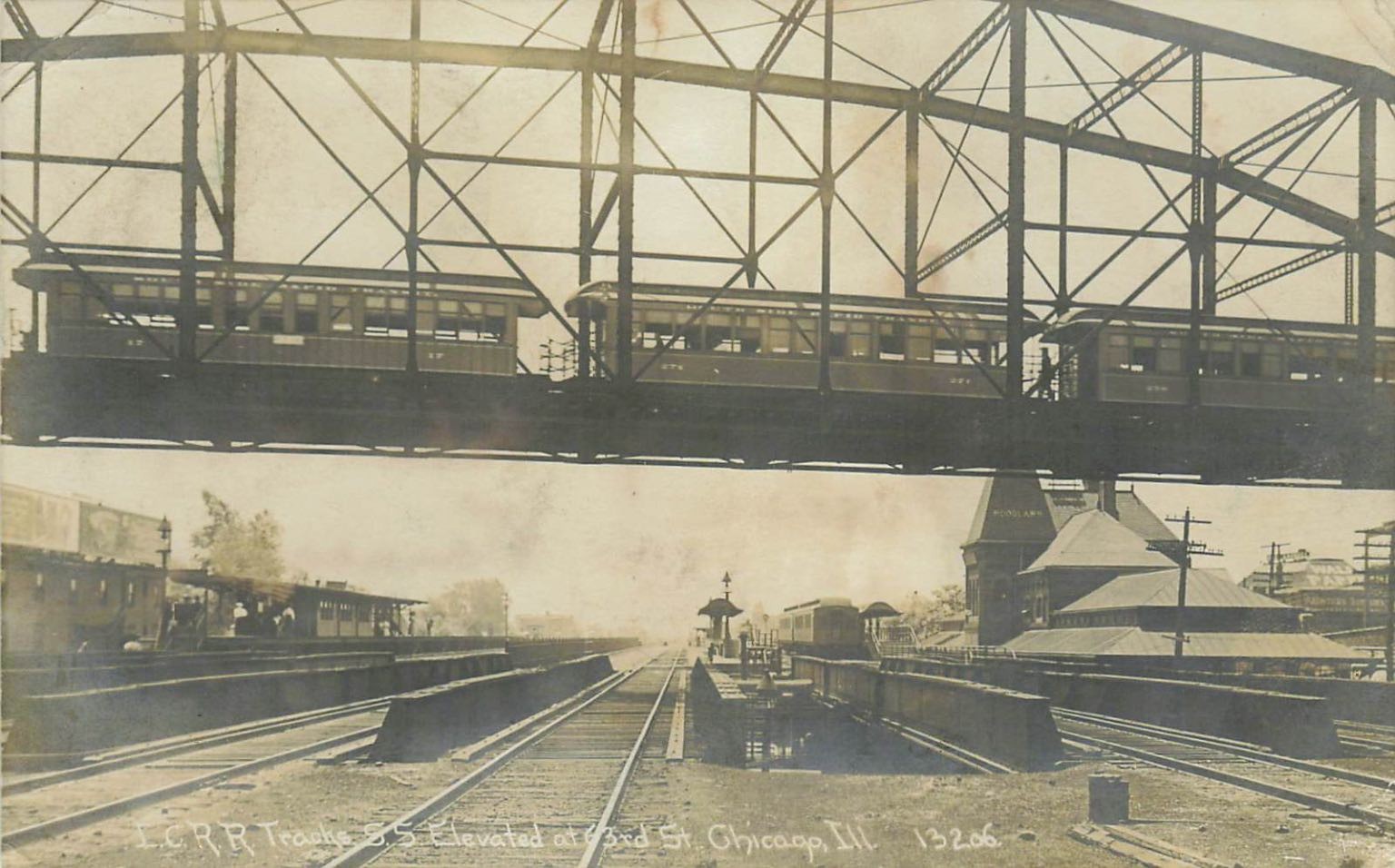RPPC Chicago IL CHILDS Elevated Trains Railroad 3rd St Monroe Station Postcard