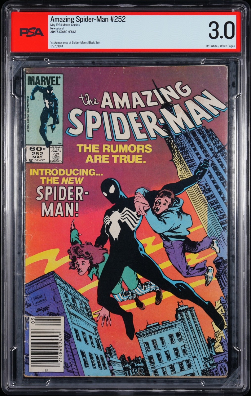 Amazing Spider-Man #252 PSA 3  KEY 1ST BLACK COSTUME 1984 NEWSSTAND VARIANT