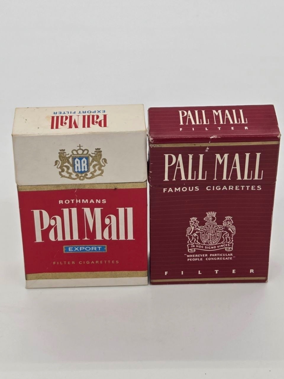 Vintage Pall Mall Cigarette Pack Collection 2 Empty Packs Rothmans Export 20