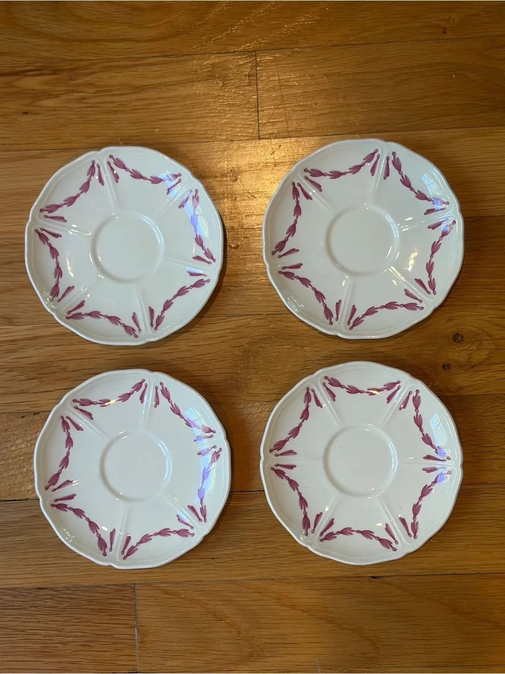 Wedgwood of Etruria & Barlsaston Queens Shape Husk Pattern - 4 Tea Saucers Only