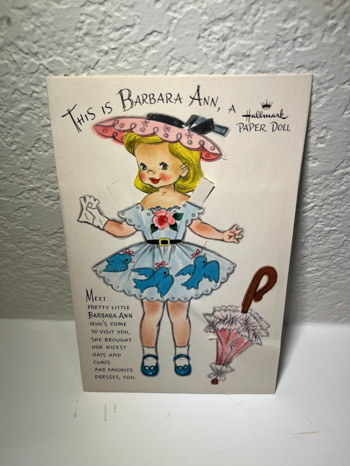 Vtg Hallmark This Is Barbara Ann Paper Doll Card, 1950s, Uncut, Museum Quality