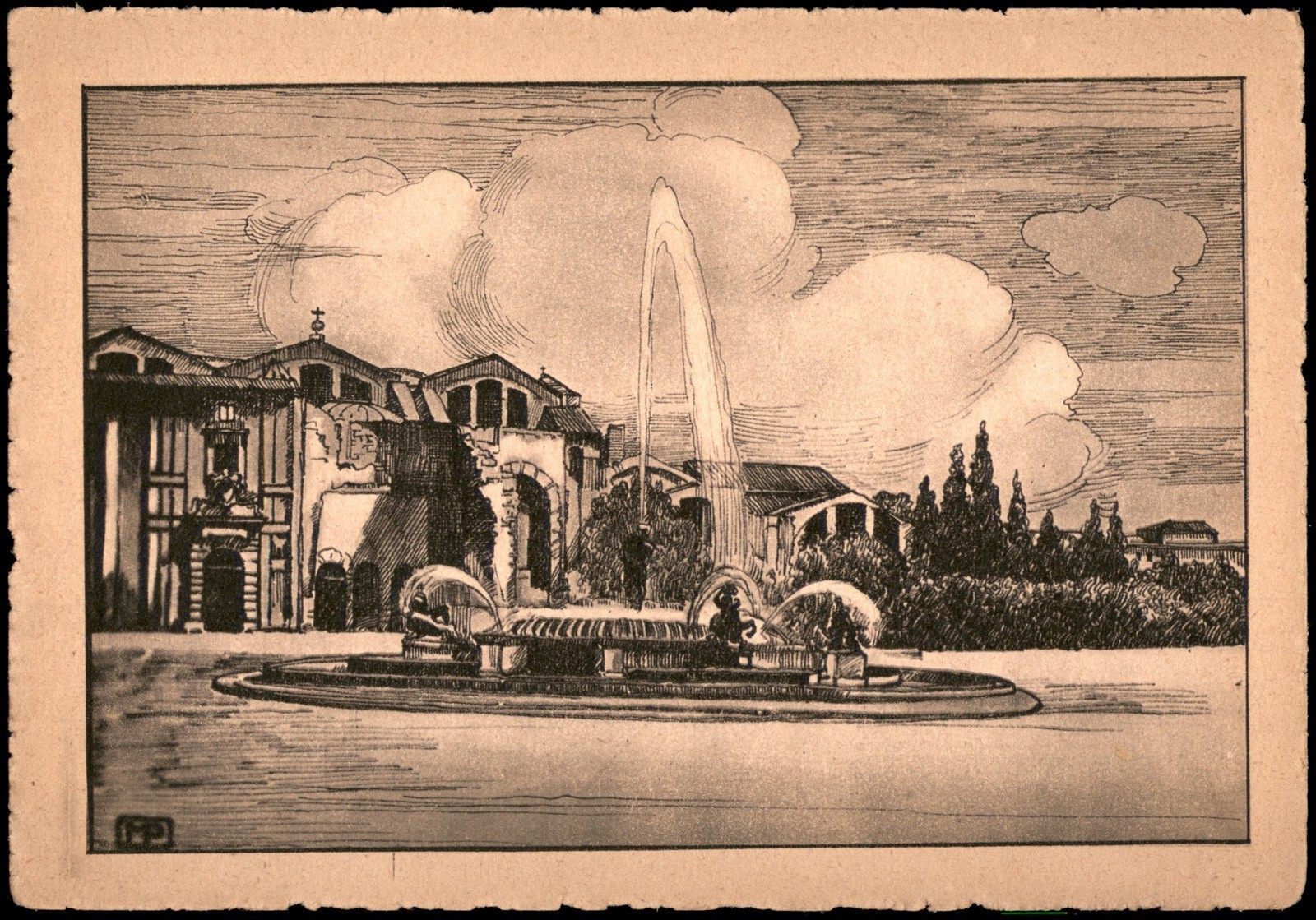 Vintage Roma Fontana dell\'Esedra Italian Postcard by A. Scarmiglia ASER