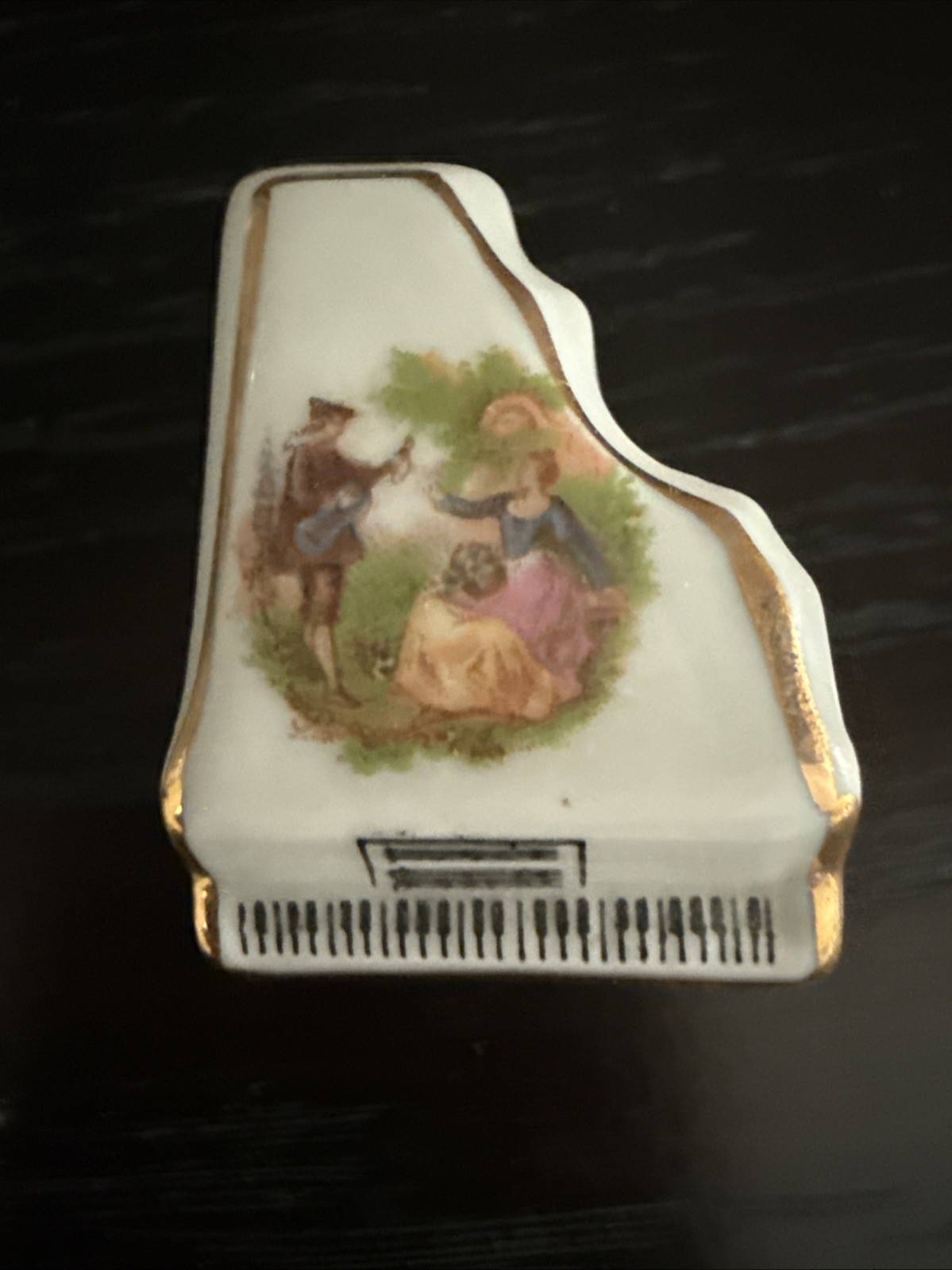 Vintage LIMOGES FRANCE Miniature Porcelain PIANO  Courting Couple Ceramic Mini