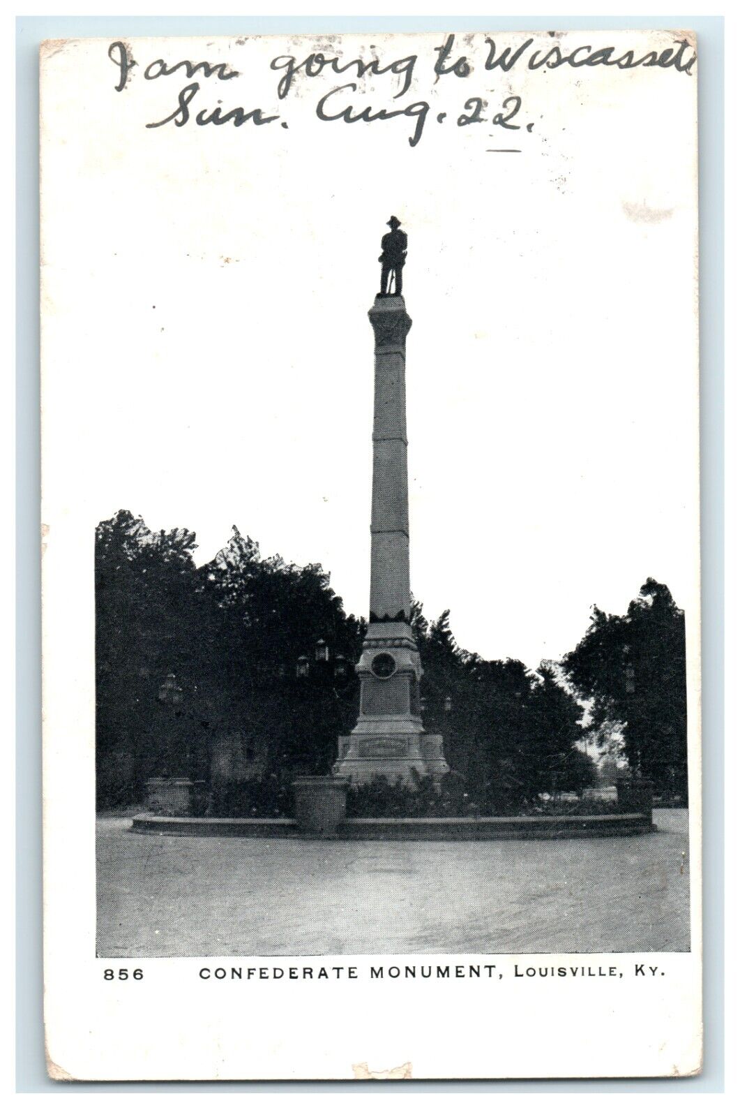 1909 Confederate Monument Louisville KY Kentucky Early Postcard