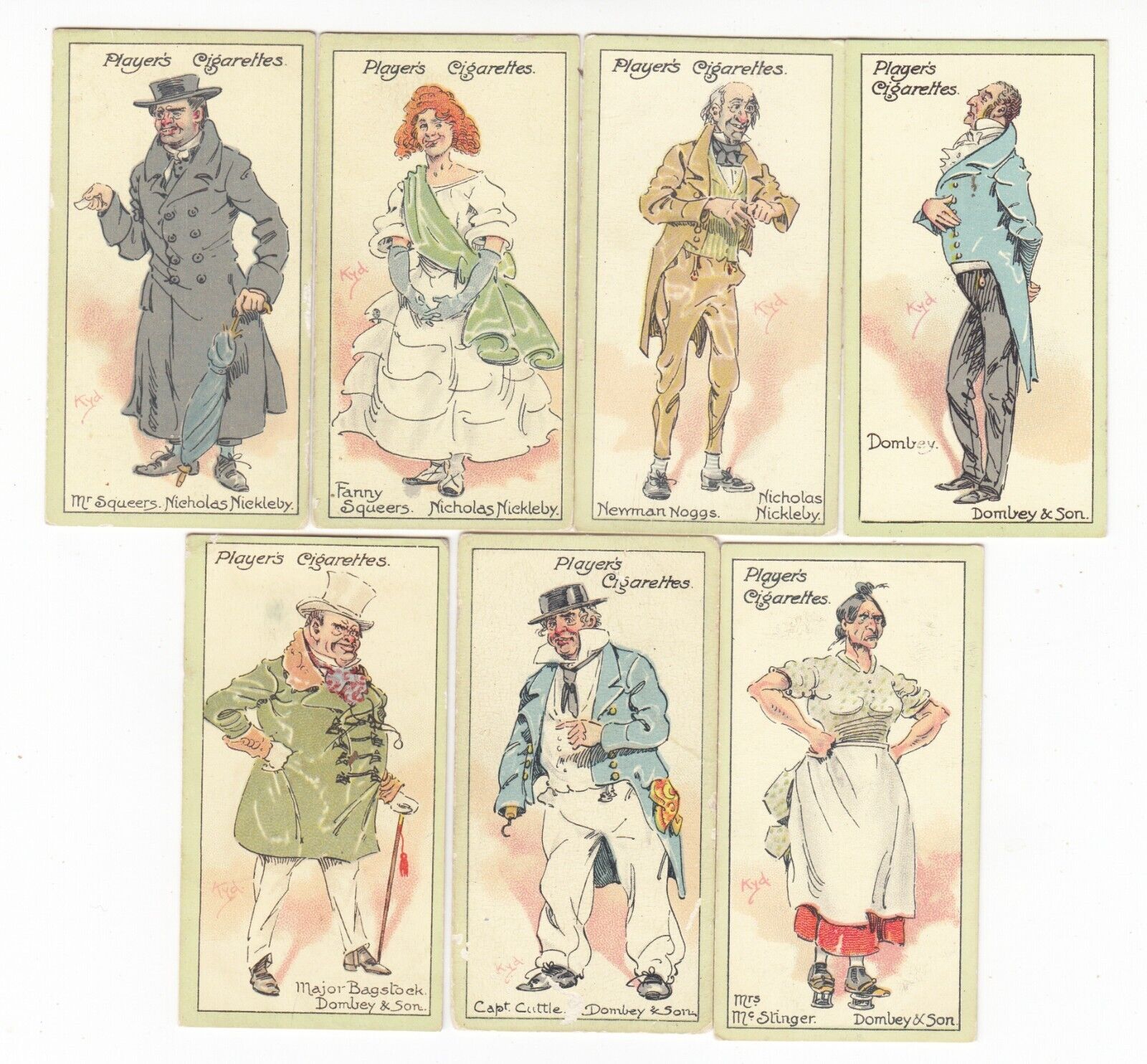 Seven 1923 CHARLES DICKENS Cards NICHOLAS NICKLEBY & DOMBEY AND SON