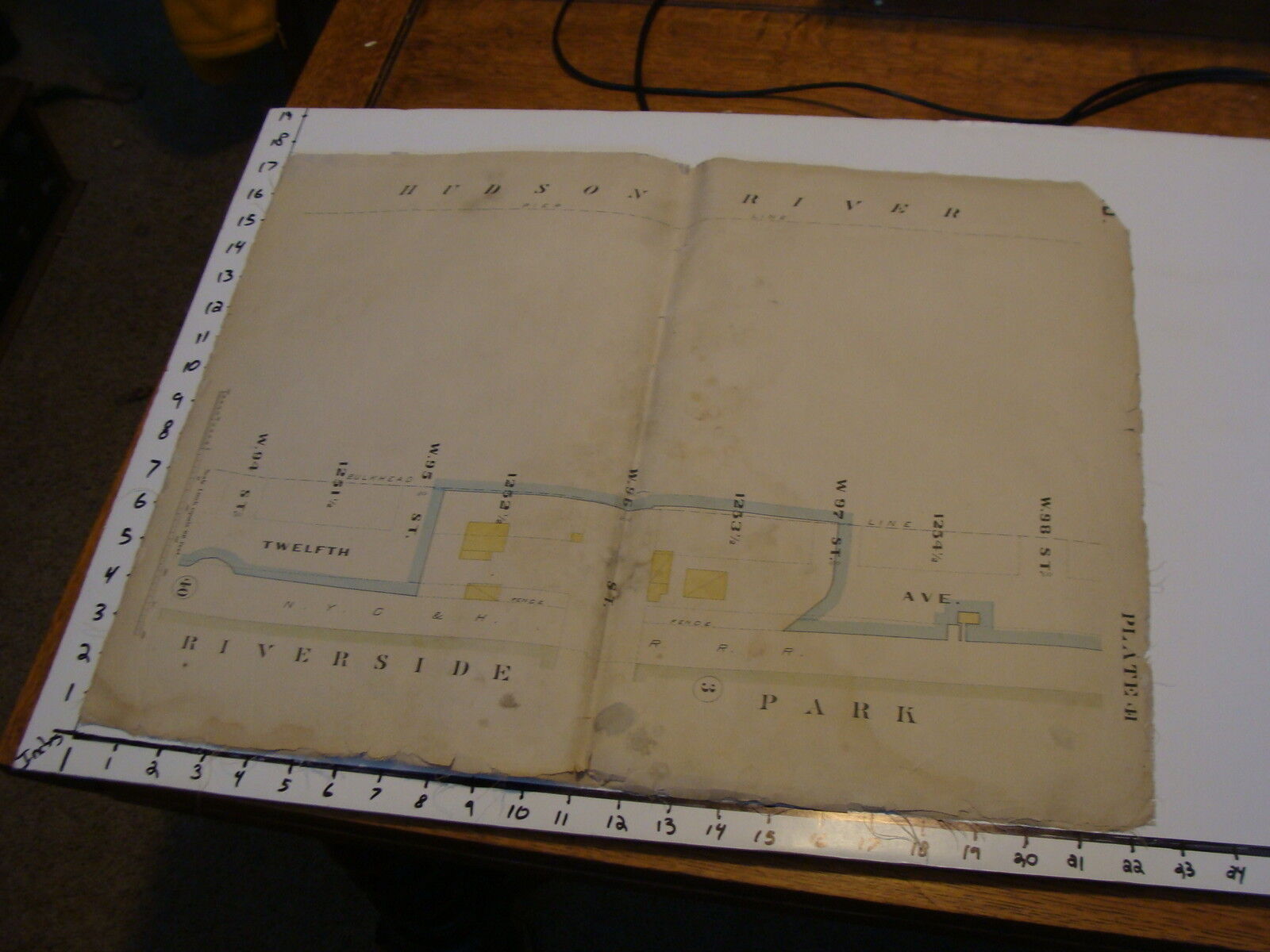 Vintage MAP 1889 NY CITY plate 41 map, RIVERSIDE PARK, HUDSON RIVER W. 98-W. 98