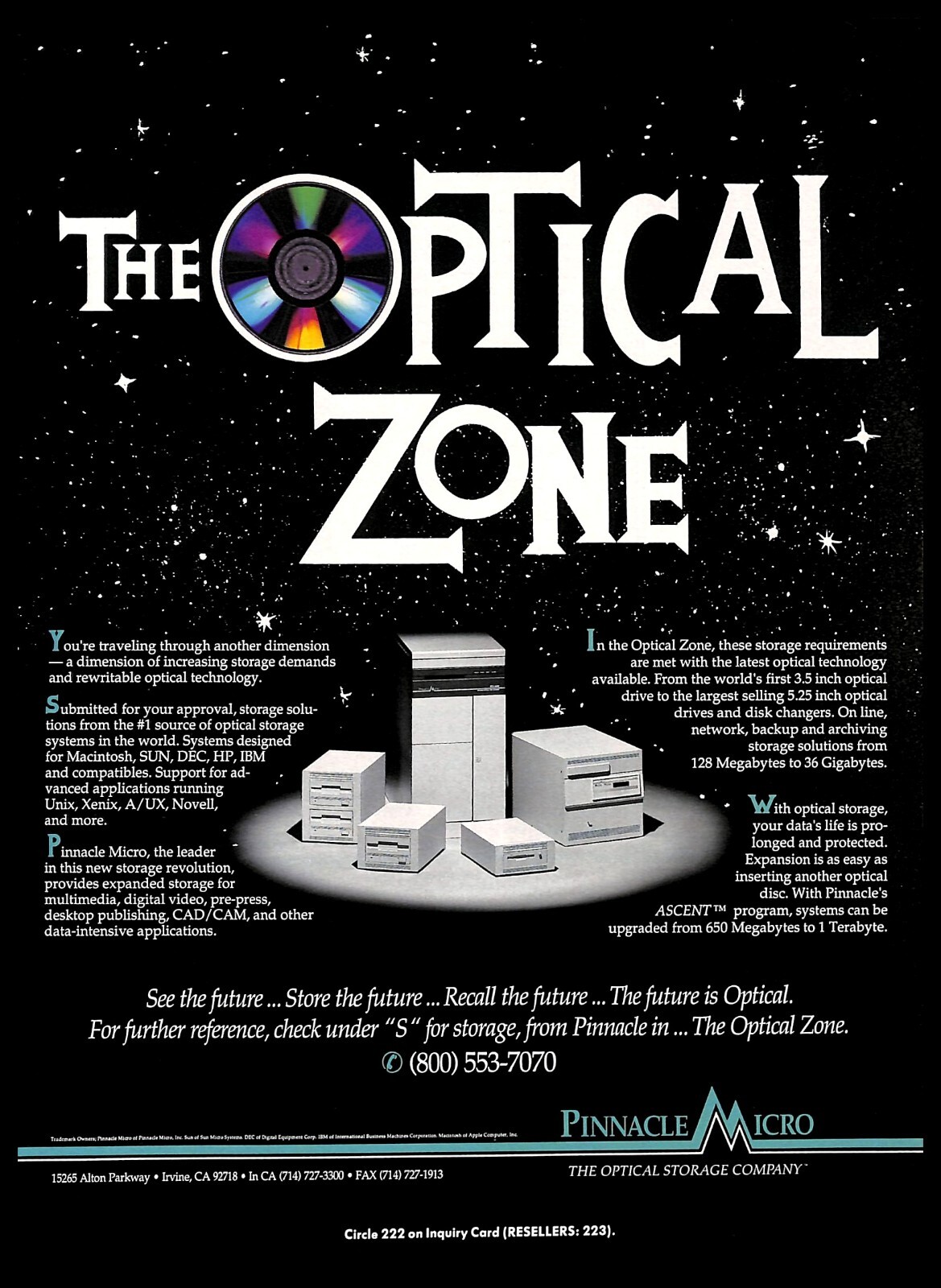 1991 Pinnacle Micro Optical Storage Vintage PRINT AD Digital Data High-Tech 1991 Pinnacle Micro Optical Storage Vintage PRINT AD Digital Data High-Tech