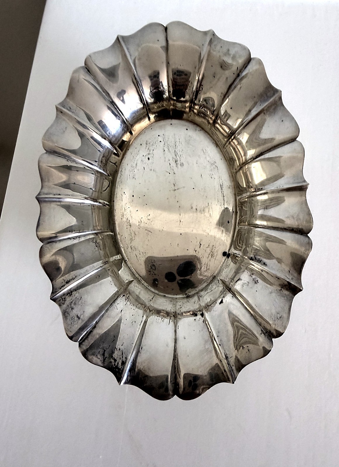 Wallace Sterling Silver 218 Oval Candy Nut Dish Fluted Scalloped Rim 78g