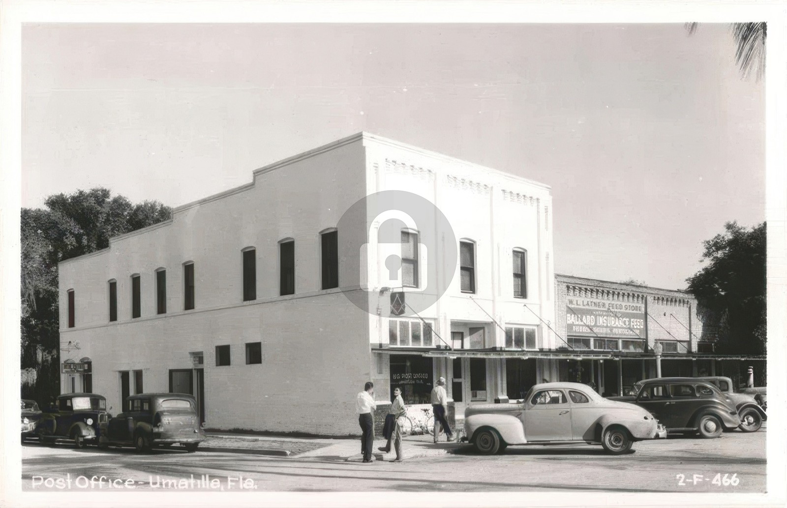 Umatilla FL Post Office Building & Street Scene Cline RPPC Photo Postcard COPY