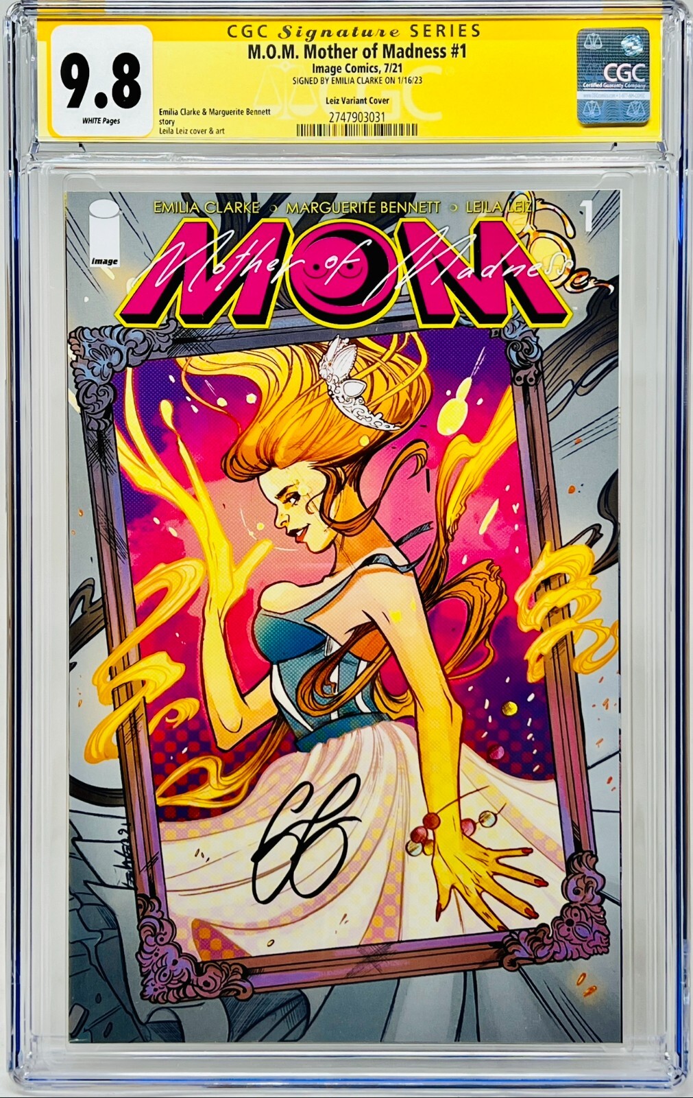 CGC SS Graded 9.8 M.O.M. Mother of Madness #1 Emilia Clarke Auto Leiz Variant