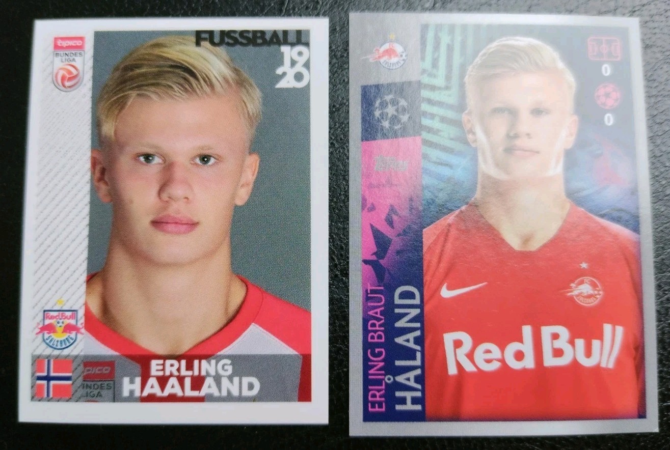 RARE ROOKIE ERLING HAALAND RED BULL SALZBURG PANINI FOOTBALL 2019 20 NEW STICKER