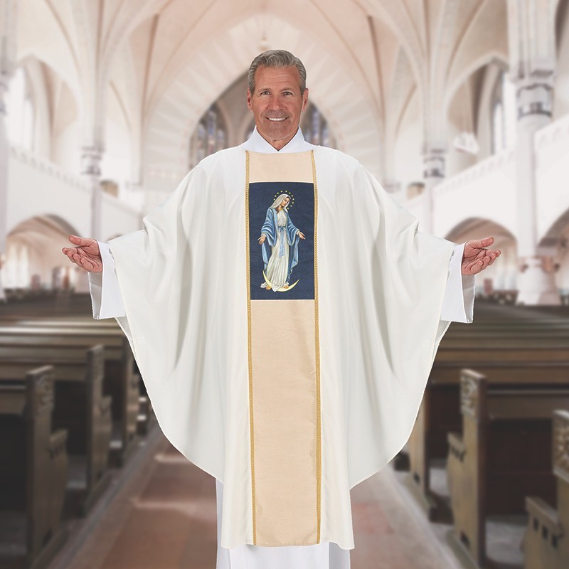 White Chasuble Vestment, Loreto Chasuble and Stole - Our Lady of Grace